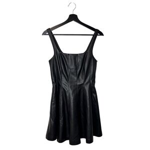 7 For All Mankind Black Vegan Faux Leather Punk Grunge Mini Dress